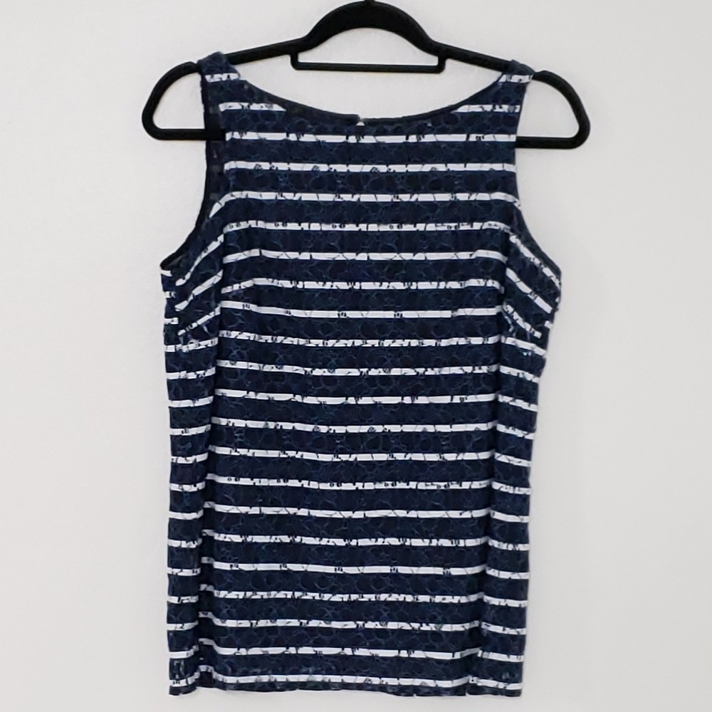 Tommy Hilfiger Blue and White Lace Top